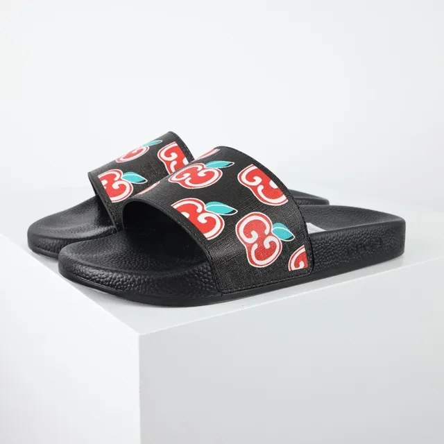 Gucci Screener Apple Print Black Slippers 2