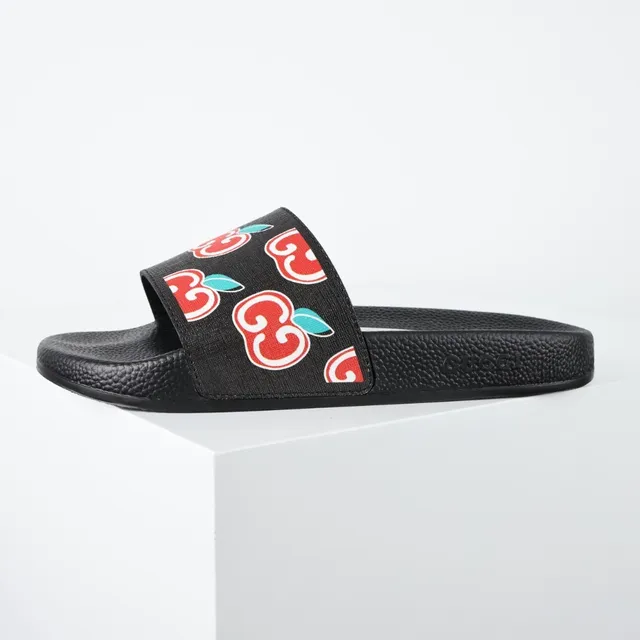 Gucci Screener Apple Print Black Slippers 9