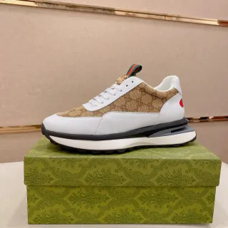 Gucci Screener Beige and White GG Monogram Lifestyle Sneakers