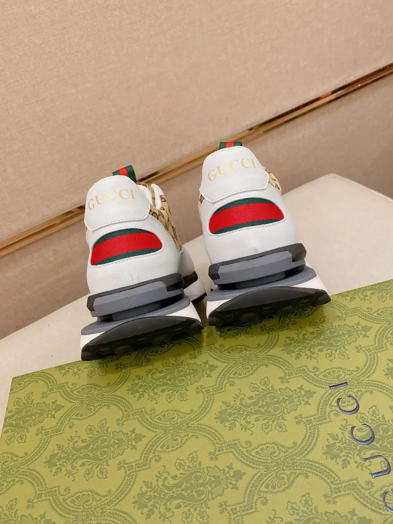 Gucci Screener Beige and White GG Monogram Lifestyle Sneakers 3