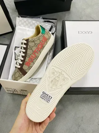 Gucci Screener Beige Brown Red Green Lifestyle Sneakers 2