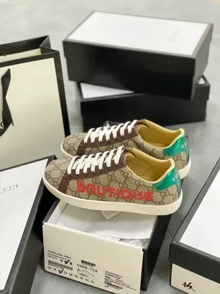 Gucci Screener Beige Brown Red Green Lifestyle Sneakers 8