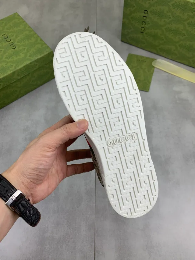 Gucci Screener Beige GG Monogram Web Stripe Lifestyle Sneakers 2
