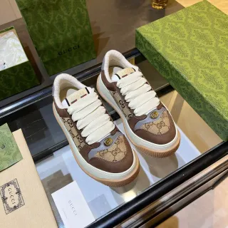 Gucci Screener Brown and Beige GG Monogram Lifestyle Sneakers