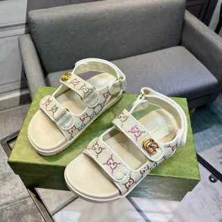 Gucci Screener GG-Embroidered Canvas Casual Sandals