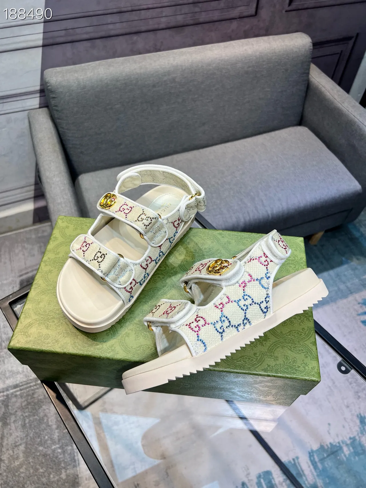 Gucci Screener GG-Brodé Toile Sandales Casual 4