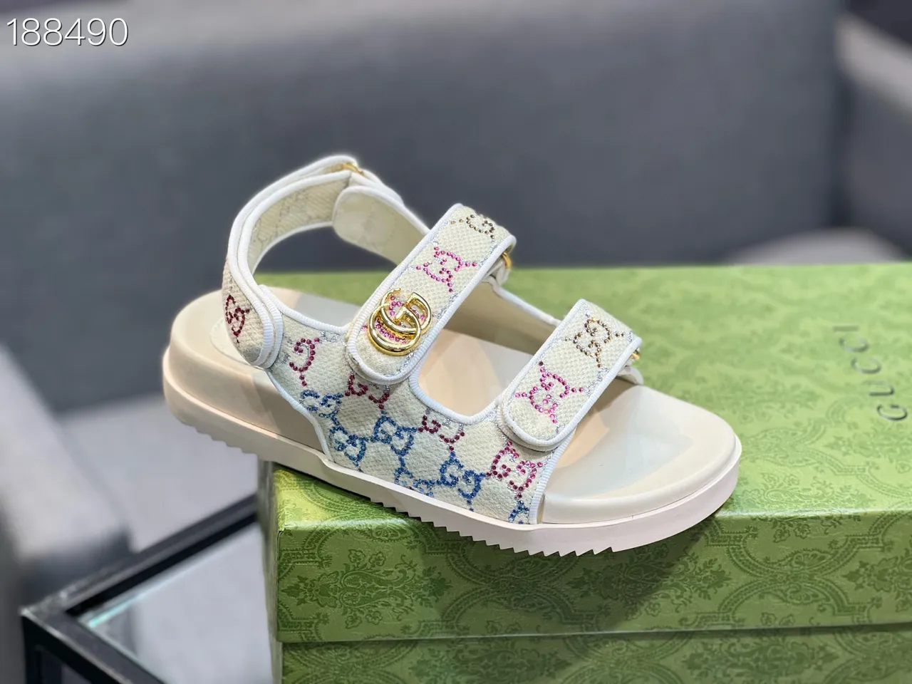 Gucci Screener GG-Brodé Toile Sandales Casual 5