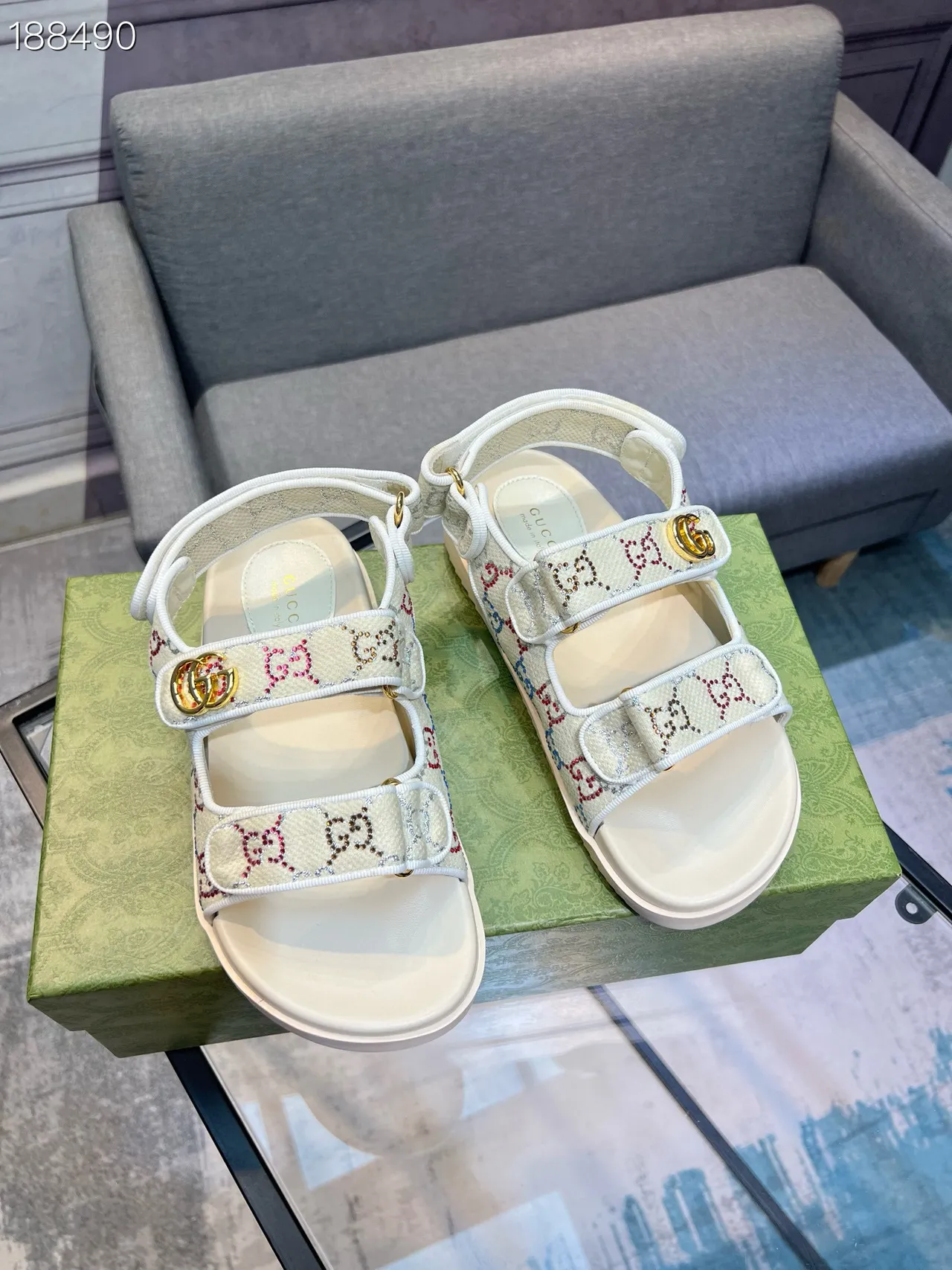 Gucci Screener GG-Brodé Toile Sandales Casual 7