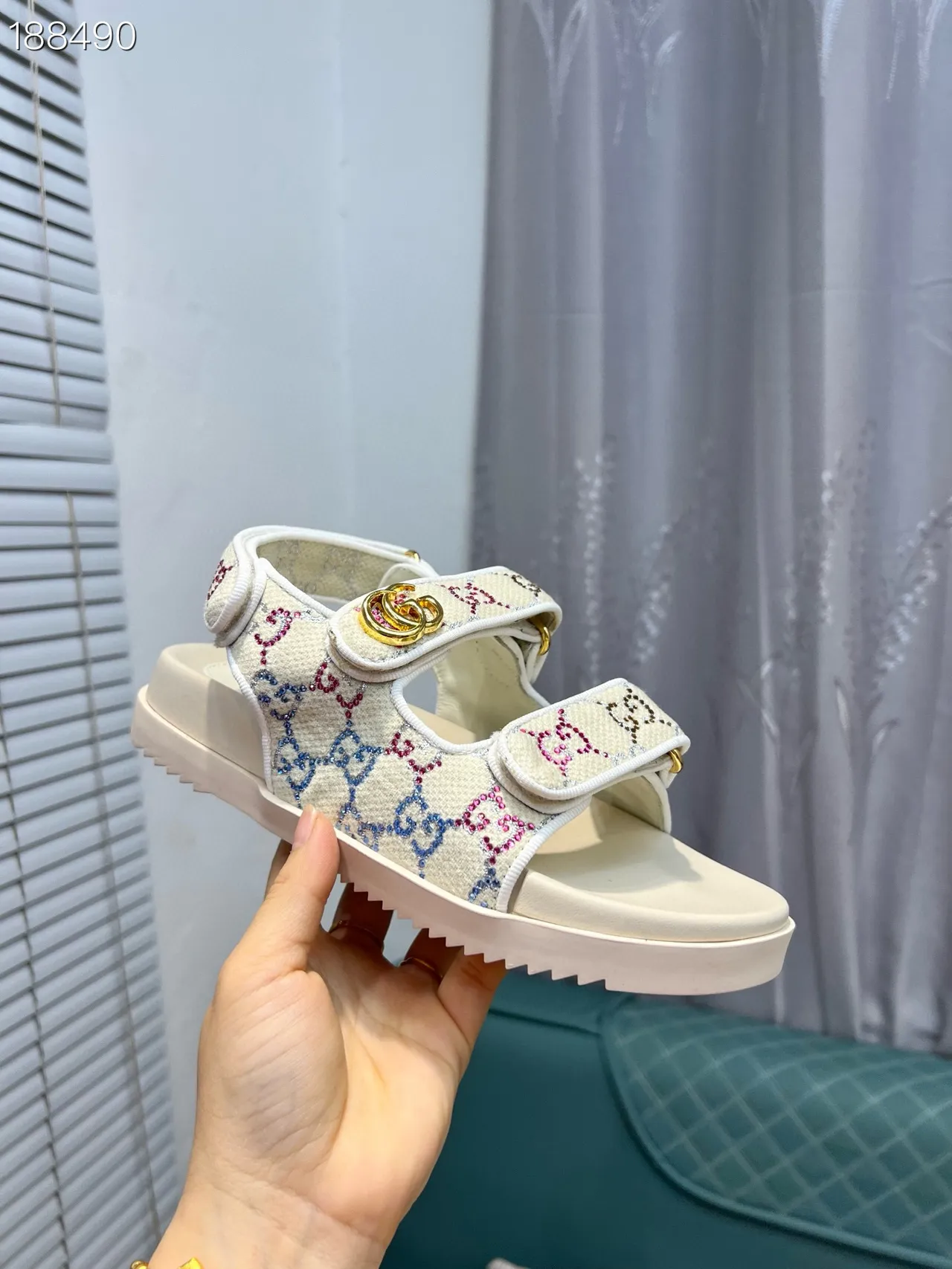 Gucci Screener GG-Brodé Toile Sandales Casual 8