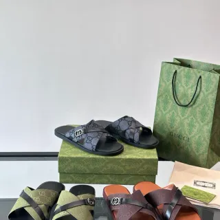 Gucci Screener GG Monogram 交叉带拖鞋休闲凉鞋