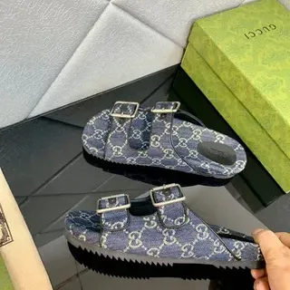 Gucci Screener GG Monogram Denim Blue Casual Sandals