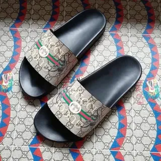 Gucci Screener GG Supreme Web Stripe Slippers