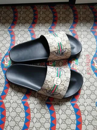 Gucci Screener GG Supreme Web Stripe Slippers 4