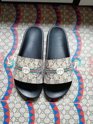 Gucci Screener GG Supreme Web Stripe Slippers 5