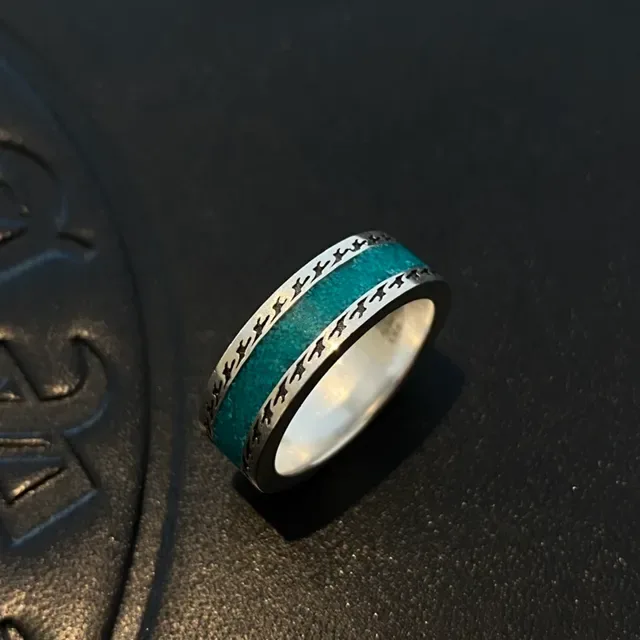 Gucci Screener Interlocking G Teal Enamel Ring 4
