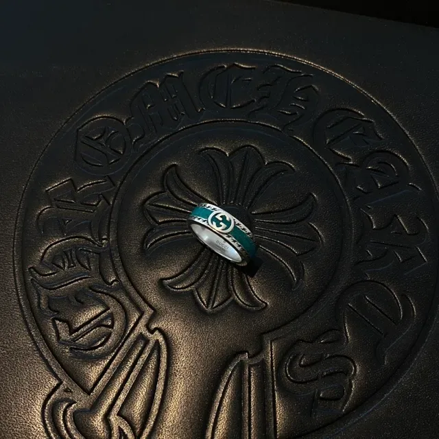 Gucci Screener Interlocking G Teal Enamel Ring 5
