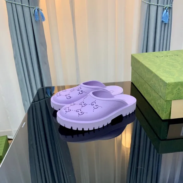 Gucci Screener Lavender Perforated Monogram Slippers 5
