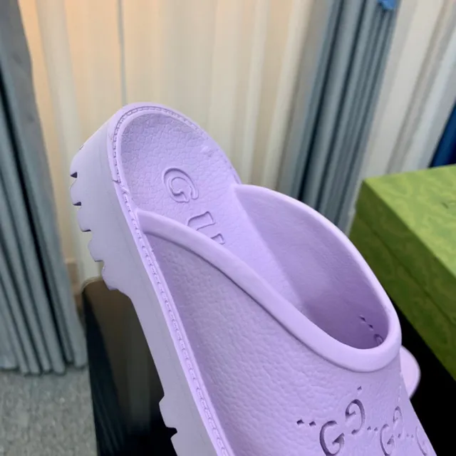 Gucci Screener Lavender Perforated Monogram Slippers 6