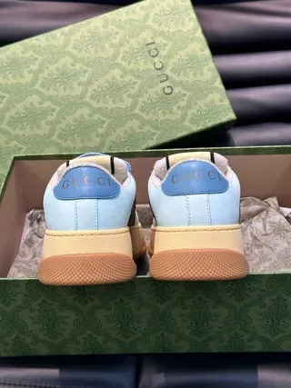 Gucci Screener Light Blue and Beige GG Monogram Slip-On Lifestyle Sneakers 4