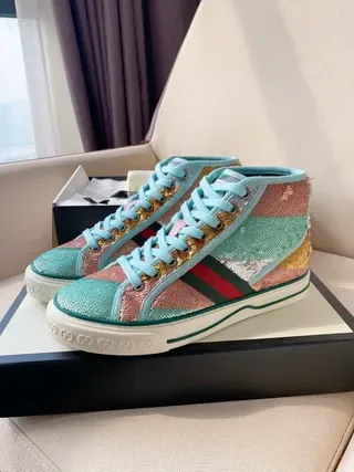 Gucci Screener Multicolor Sequin High-Top Lifestyle Sneakers 1
