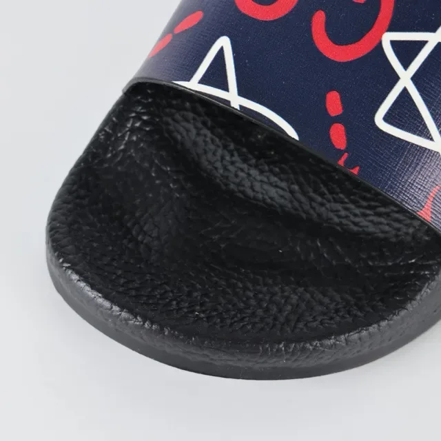 Gucci Screener Chaussons Navy Red White Graffiti Print 5