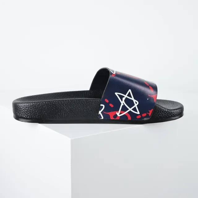 Gucci Screener Chaussons Navy Red White Graffiti Print 7