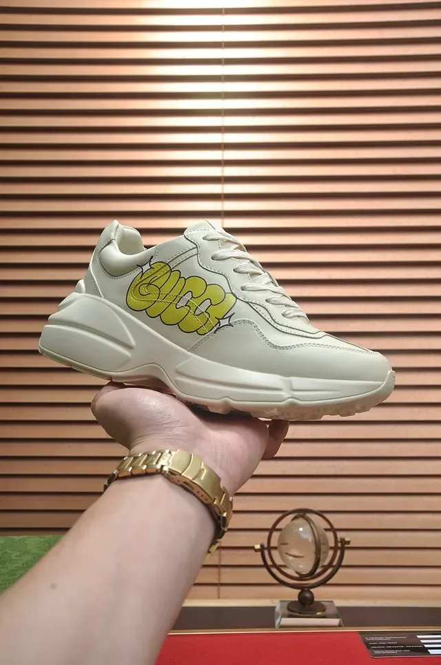 Gucci Screener Off-White Flame Graphic Lifestyle Sneakers 4