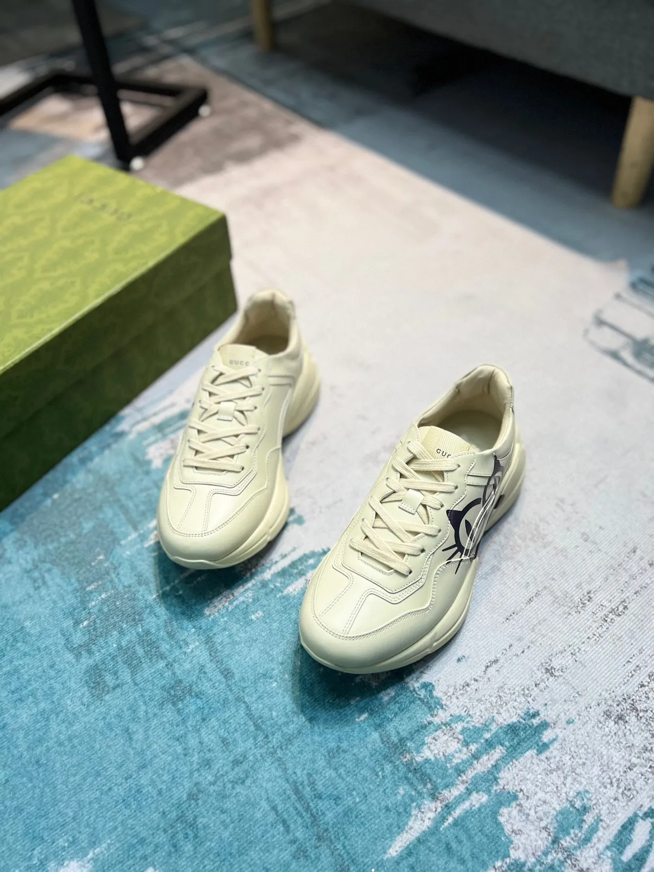 Gucci Screener Off-White Graphic Logo Lifestyle Sneakers 5