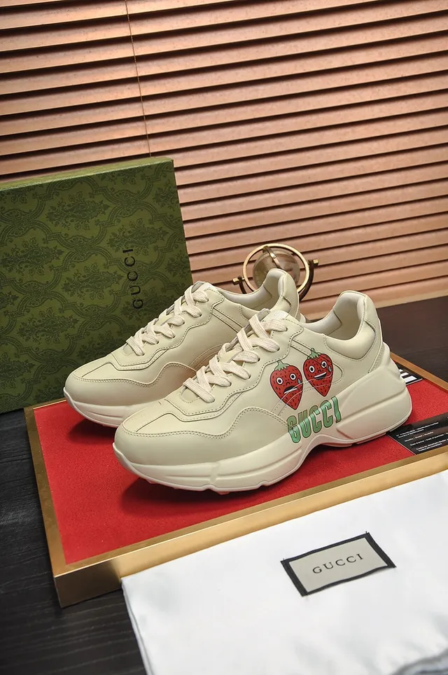 Gucci Screener Off-White Strawberry Graphic Chunky Sneakers 4