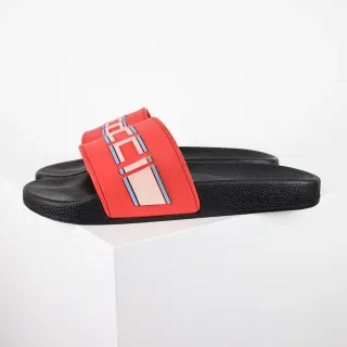 Gucci Screener लाल और काला रबर स्लिपर्स