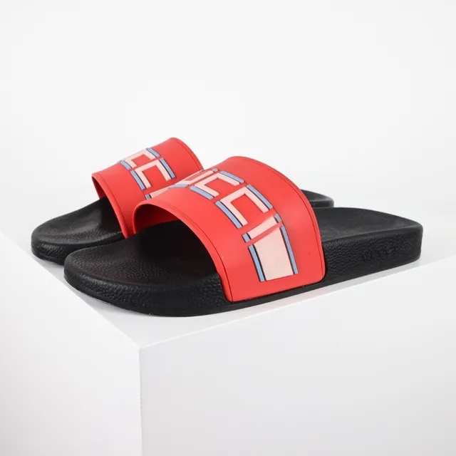 Gucci Screener Red and Black Rubber Slippers 2