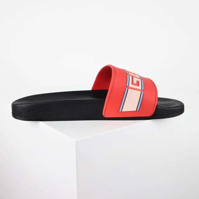 Gucci Screener Red and Black Rubber Slippers 7