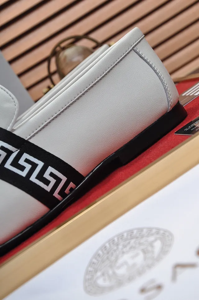 Gucci Screener White Leather Black Greca-Band Loafers 2