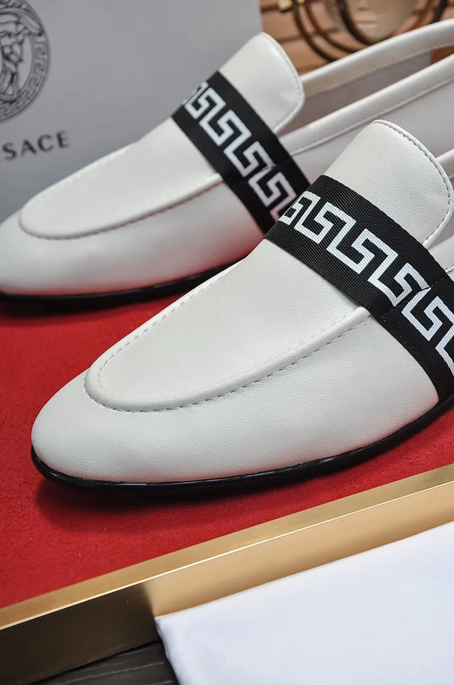 Gucci Screener White Leather Black Greca-Band Loafers 3