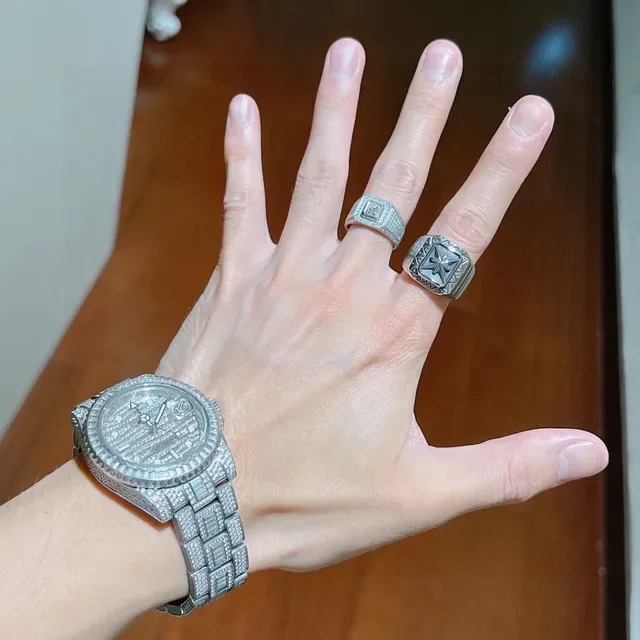 Gucci Silver Black Signet-Style Geometric Border Ring 3