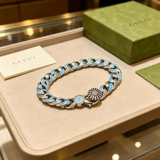 Gucci إسوارة سلسلة كيرب كيوبكي إنلاي إيسمال فضي أزرق