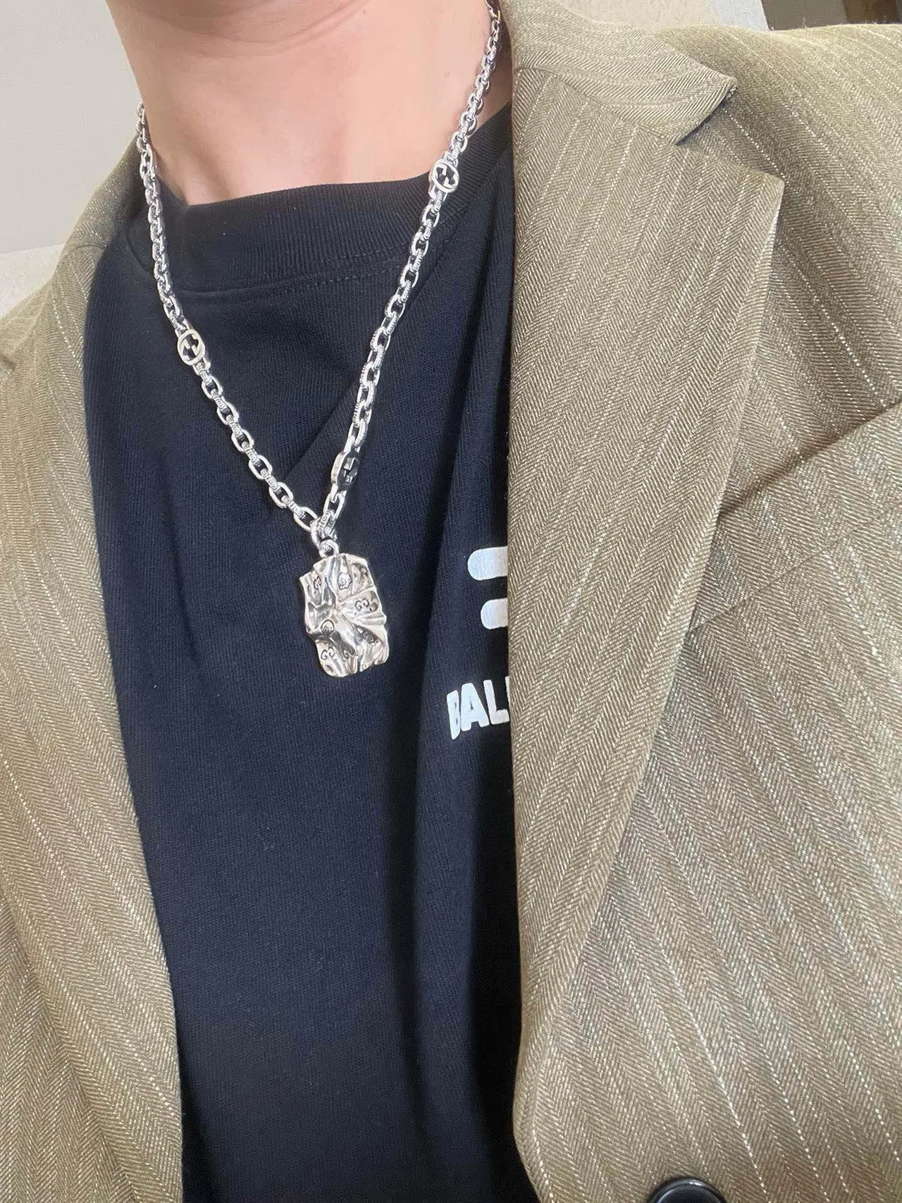 Gucci Silver-Toned Twisted-Link GG Logo Necklace 8