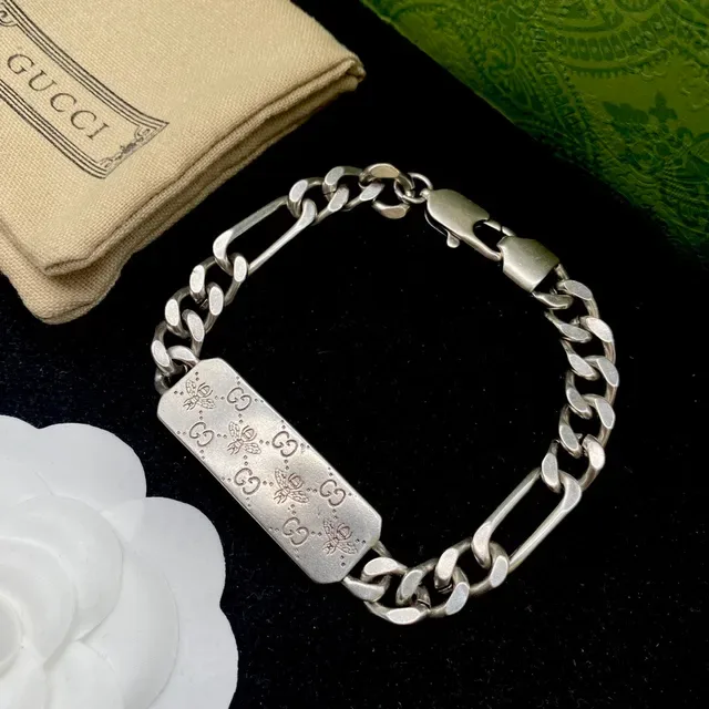 Gucci Silver White Engraved GG Monogram Necklace 4