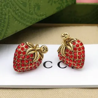 Gucci Strawberry Crystal Gold-Tone Earrings