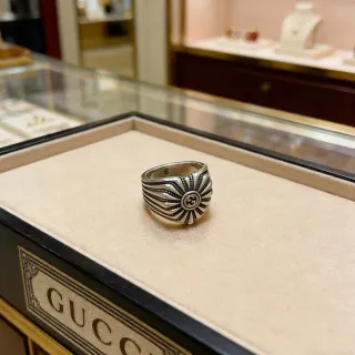 Gucci Sunburst Interlocking G Silver and Black Ring