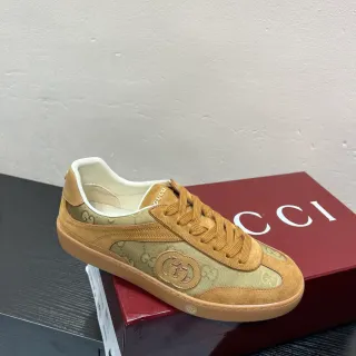 Gucci Tennis 1977 Beige and Tan GG Monogram Suede Lifestyle Sneakers