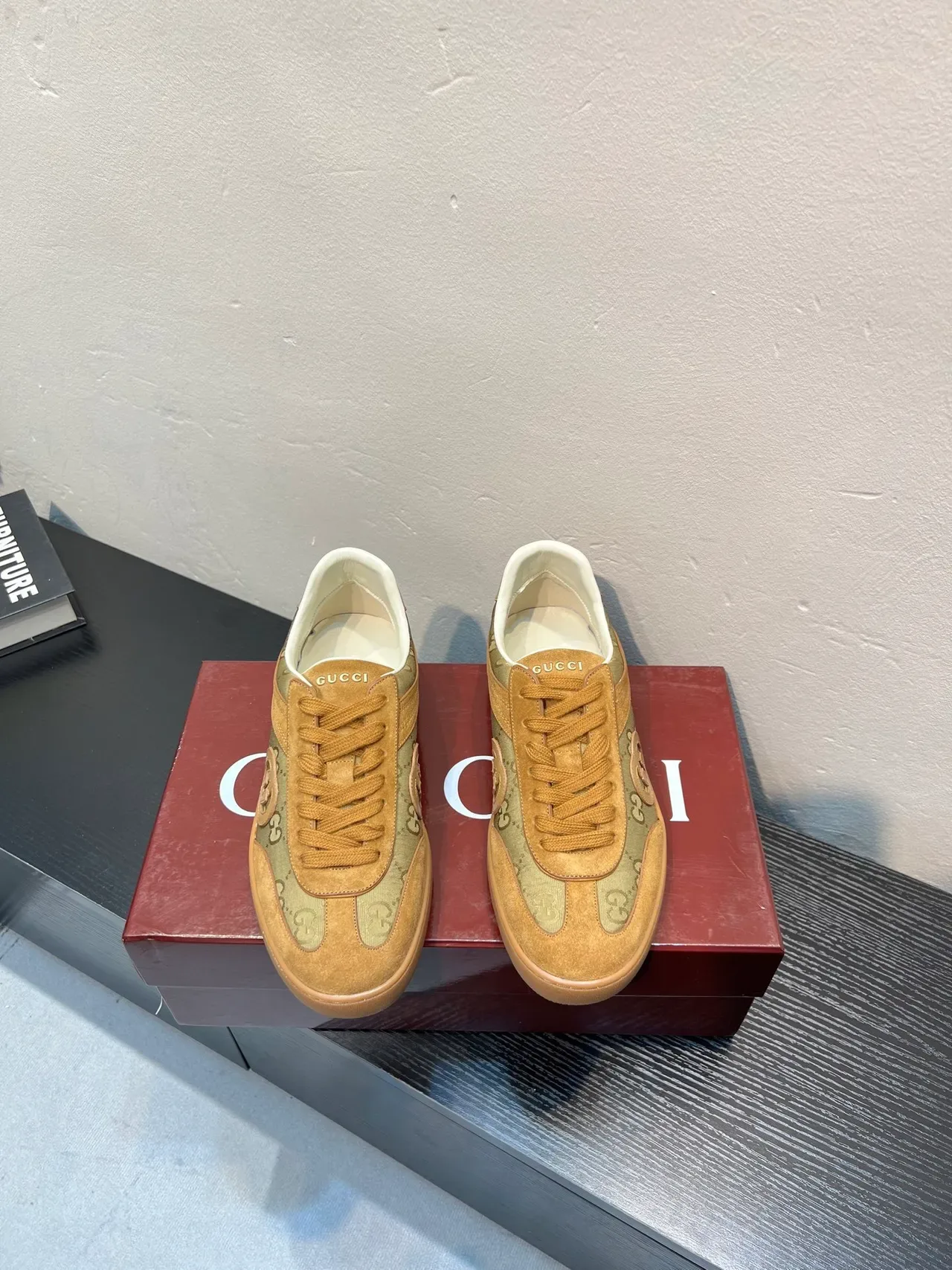 Gucci Tennis 1977 Beige and Tan GG Monogram Suede Lifestyle Sneakers 2