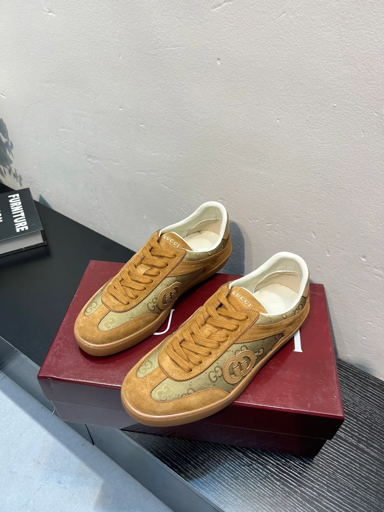 Gucci Tennis 1977 Beige and Tan GG Monogram Suede Lifestyle Sneakers 3