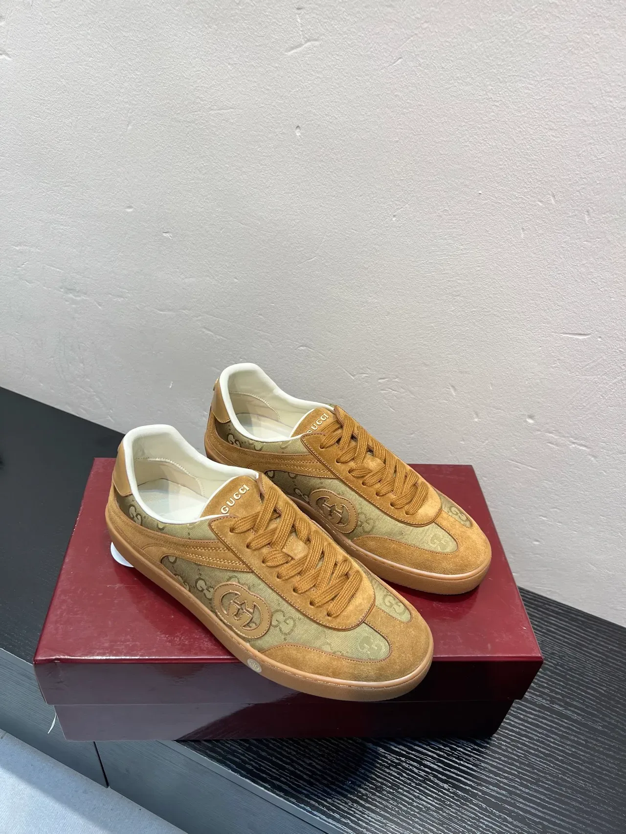 Gucci Tennis 1977 Beige and Tan GG Monogram Suede Lifestyle Sneakers 5