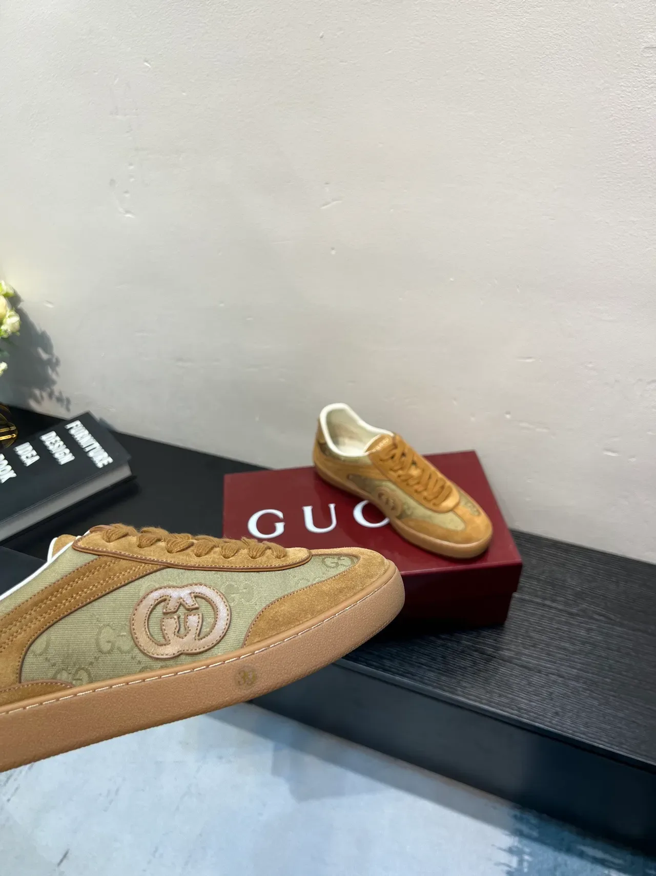 Gucci Tennis 1977 Beige and Tan GG Monogram Suede Lifestyle Sneakers 9