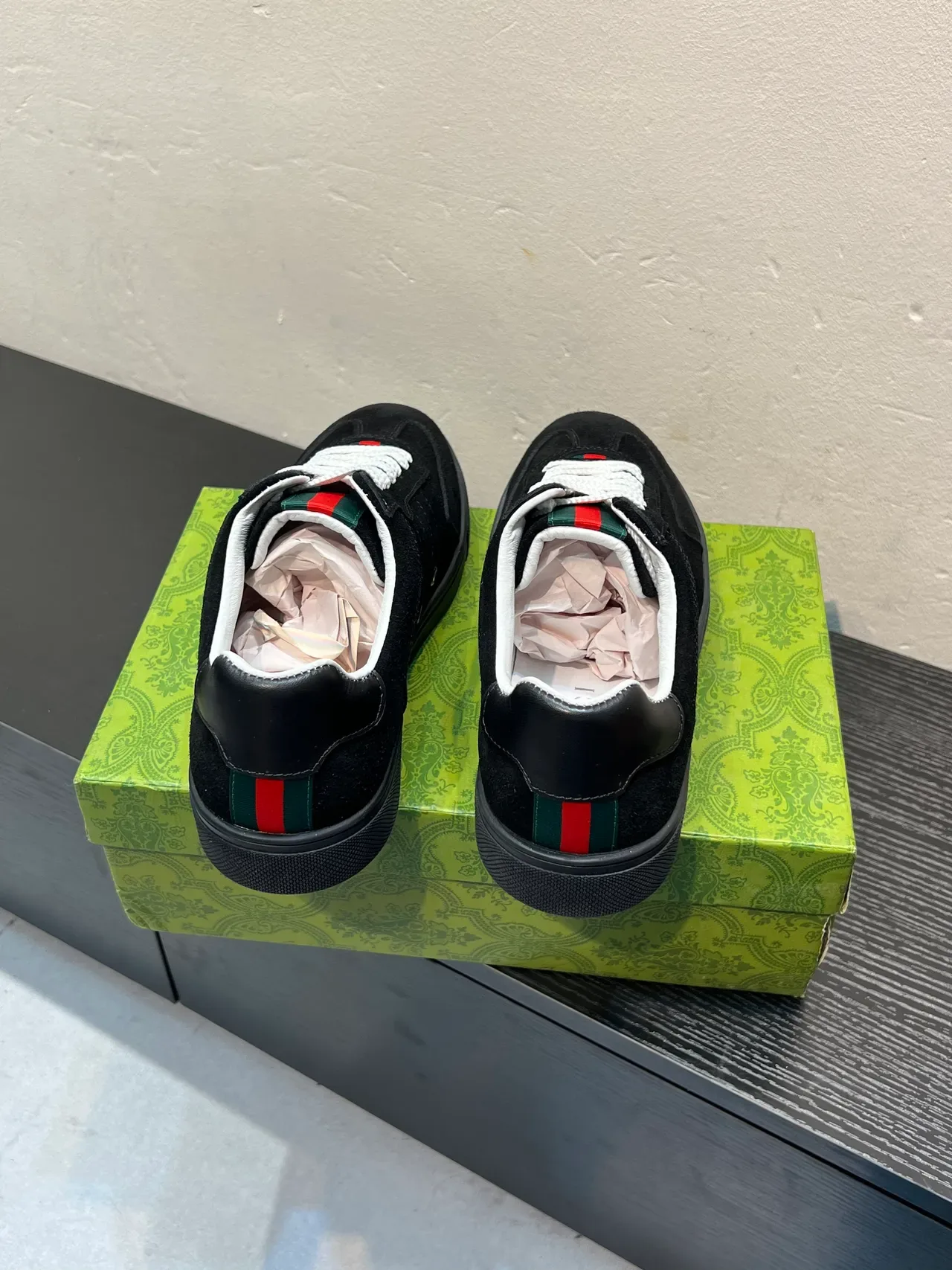 Gucci Tennis 1977 Black White Suede Upper Web Stripe Detail Lifestyle Sneakers 6