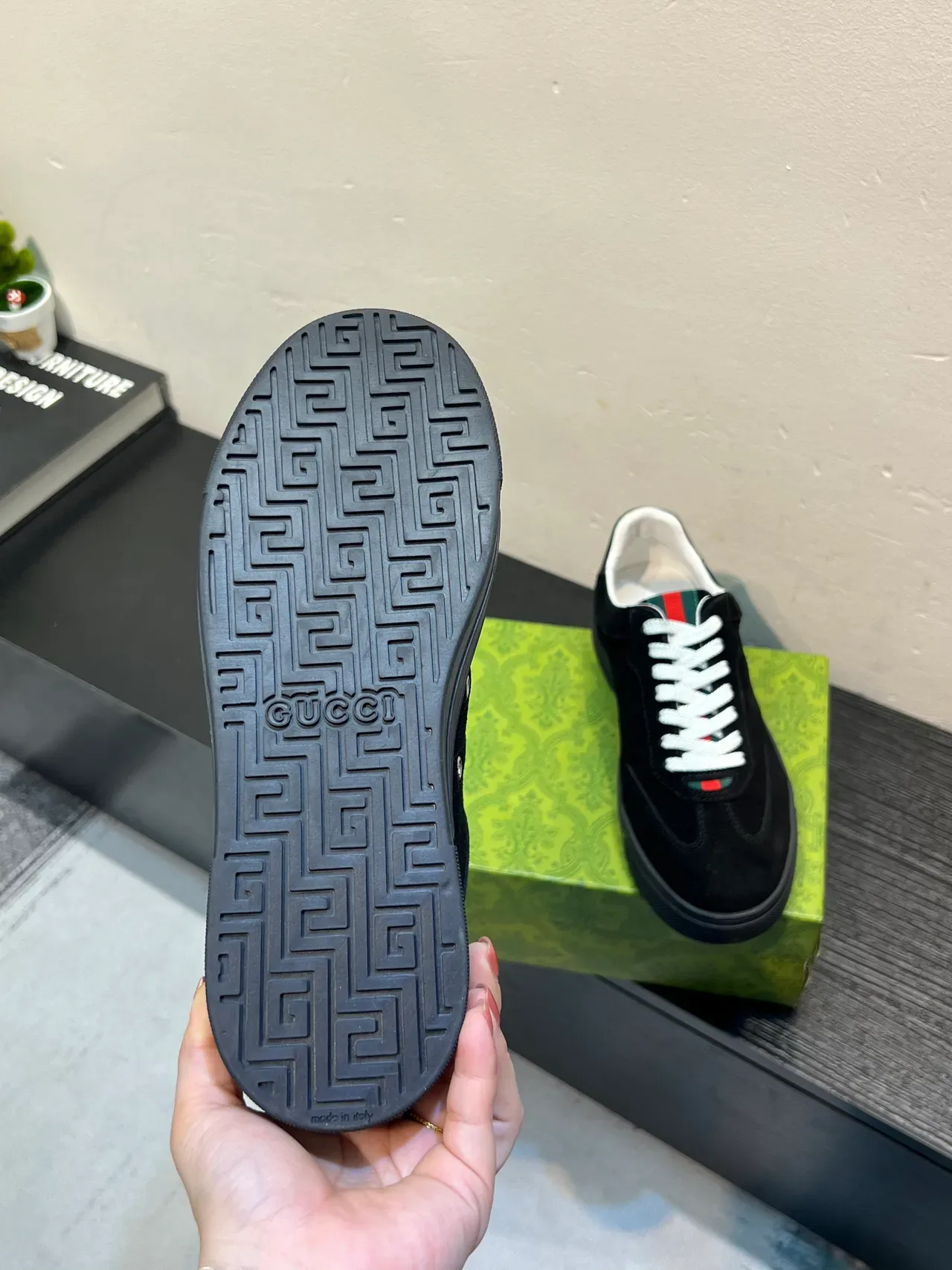 Gucci Tennis 1977 Black White Suede Upper Web Stripe Detail Lifestyle Sneakers 9