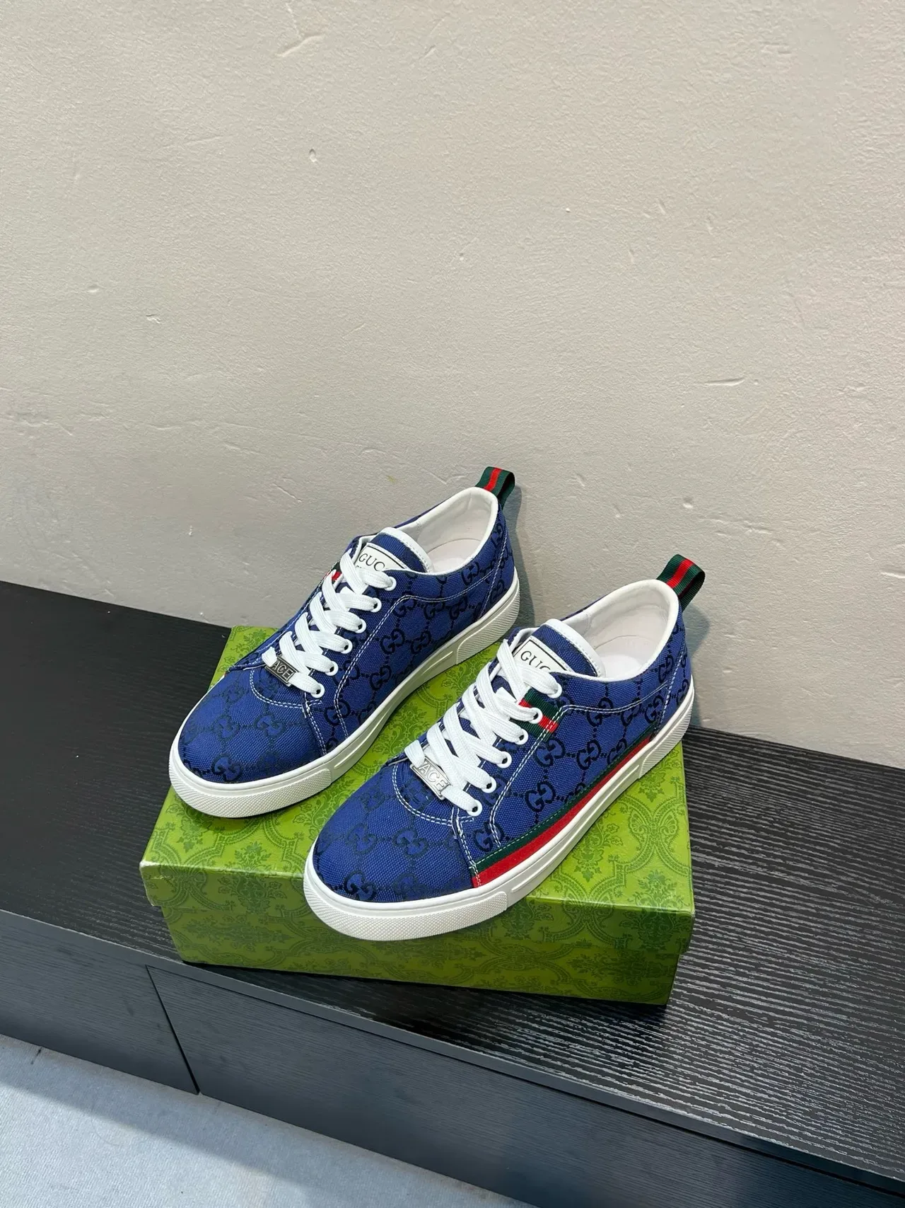Gucci Tennis 1977 Blue GG Monogram Web Stripe Lifestyle Sneakers 3