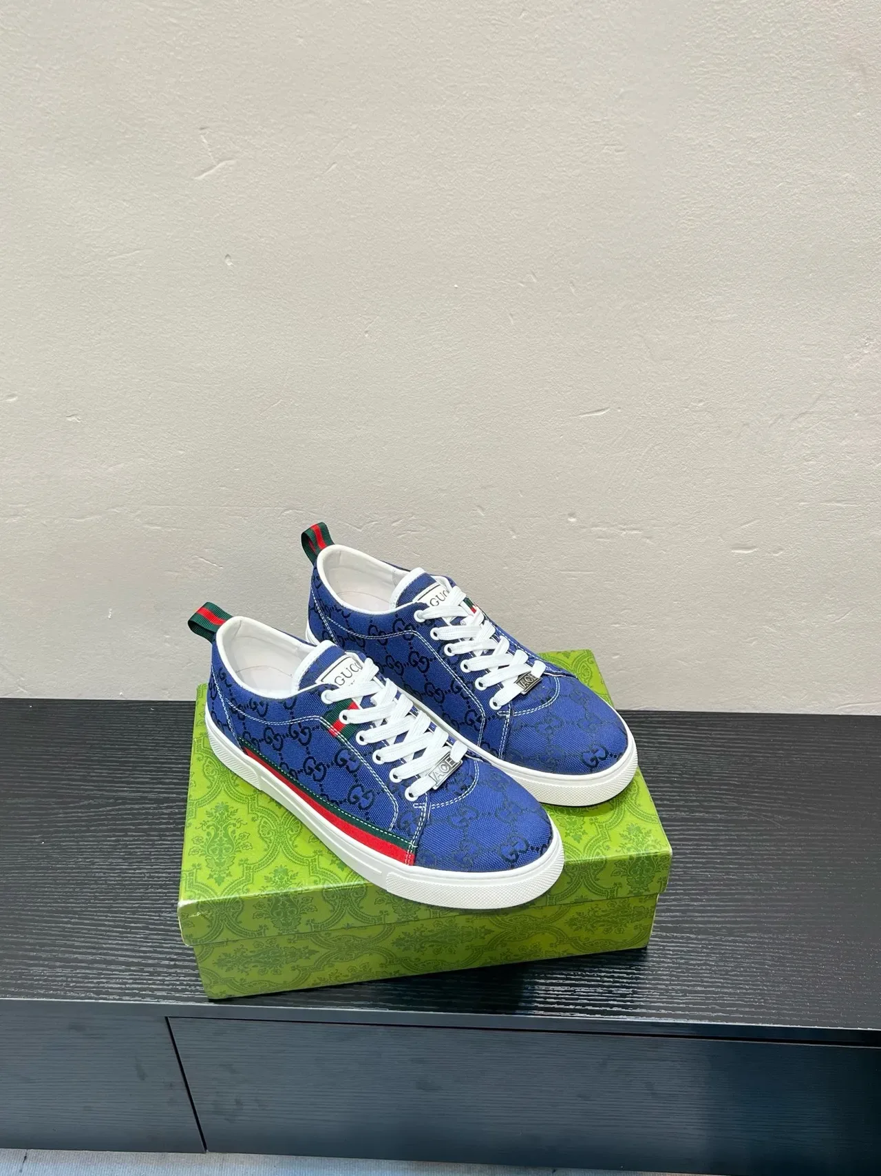 Gucci Tennis 1977 Blue GG Monogram Web Stripe Lifestyle Sneakers 4