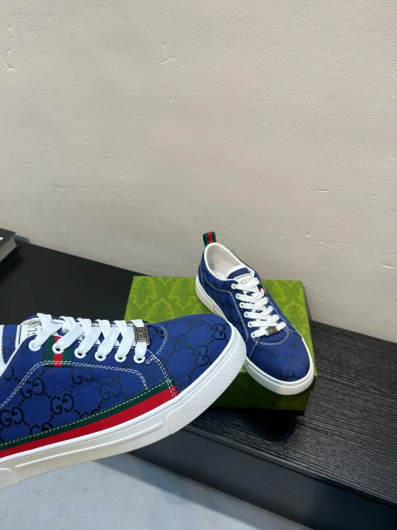 Gucci Tennis 1977 Blue GG Monogram Web Stripe Lifestyle Sneakers 7